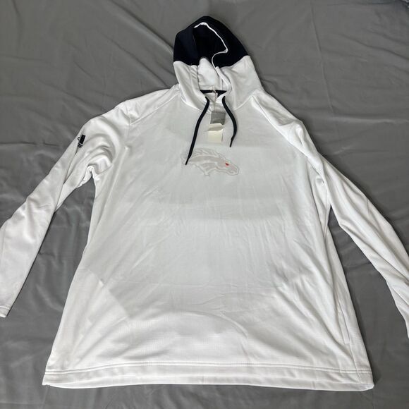 NWT! Denver Broncos Pullover With Hood Mens XXL Adidas White Reflective - Picture 1 of 10